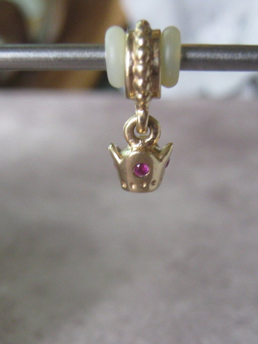RARE - Authentic 14Kt Solid Gold Dangle Crown with Pink Sapphires - NOW 625$